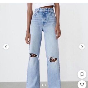 ZARA Classic Light Blue Distressed Women Jeans